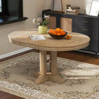 Table de salle à manger extensible en bois style ferme Whisen avec rallonge de 35,5 cm