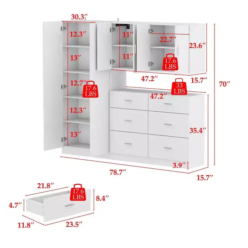 Ensemble d'armoires de cuisine Famapy : Rangement généreux, structure solide et design épuré