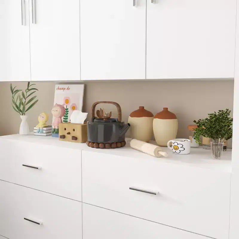 Ensemble d'armoires de cuisine Famapy : Rangement généreux, structure solide et design épuré