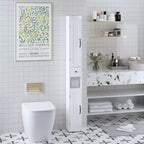MAYEERTY 67.5 Tall Bathroom Storage Cabinet, Freestanding 2-Door Cabinet with Adjustable Shelves & Detachable Tissue Holder for Small Spaces Bathroom