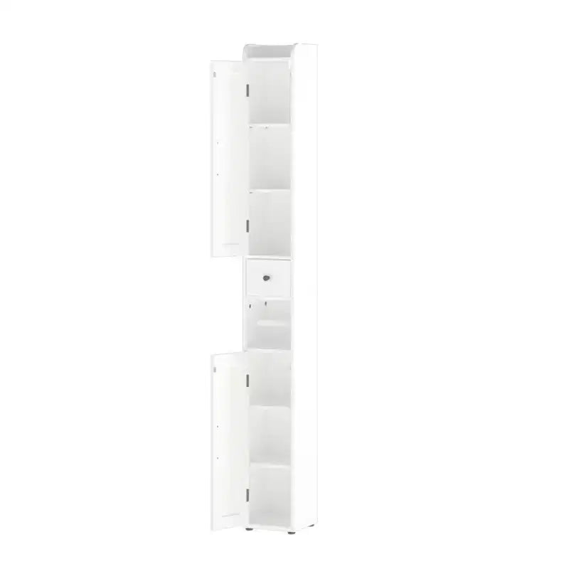 MAYEERTY 67,5 Pouces Armoire de Rangement Haute pour Salle de Bain, Armoire Autonome à 2 Portes avec Étagères Réglables et Porte-Mouchoirs Détachable pour Petites Salles de Bain