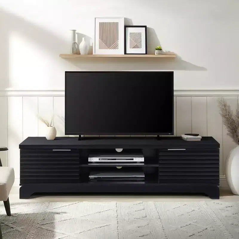 Meuble TV en bois AndMakers 58,66 po avec 2 placards de rangement, convient aux téléviseurs jusqu'à 65 po.