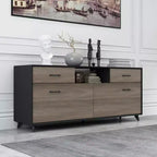 Meuble TV 2 portes Famapy, design à porte abattante, style moderne gris, table d'appoint de salon