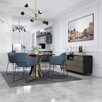 Meuble TV 2 portes Famapy, design à porte abattante, style moderne gris, table d'appoint de salon