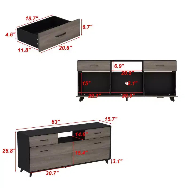 Meuble TV 2 portes Famapy, design à porte abattante, style moderne gris, table d'appoint de salon
