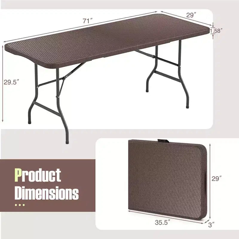 Table pliante Costway 350 LBS avec plateau en HDPE aspect rotin et mécanisme de verrouillage sécurisé