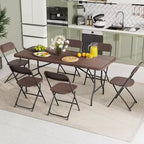 Table pliante Costway 350 LBS avec plateau en HDPE aspect rotin et mécanisme de verrouillage sécurisé