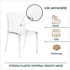 Chaise de salle à manger LeisureMod Murray de style moderne du milieu du siècle - Design en cascade en acrylique, ergonomique et empilable, lot de 4