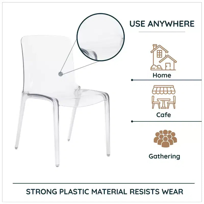 Chaise de salle à manger LeisureMod Murray de style moderne du milieu du siècle - Design en cascade en acrylique, ergonomique et empilable, lot de 4
