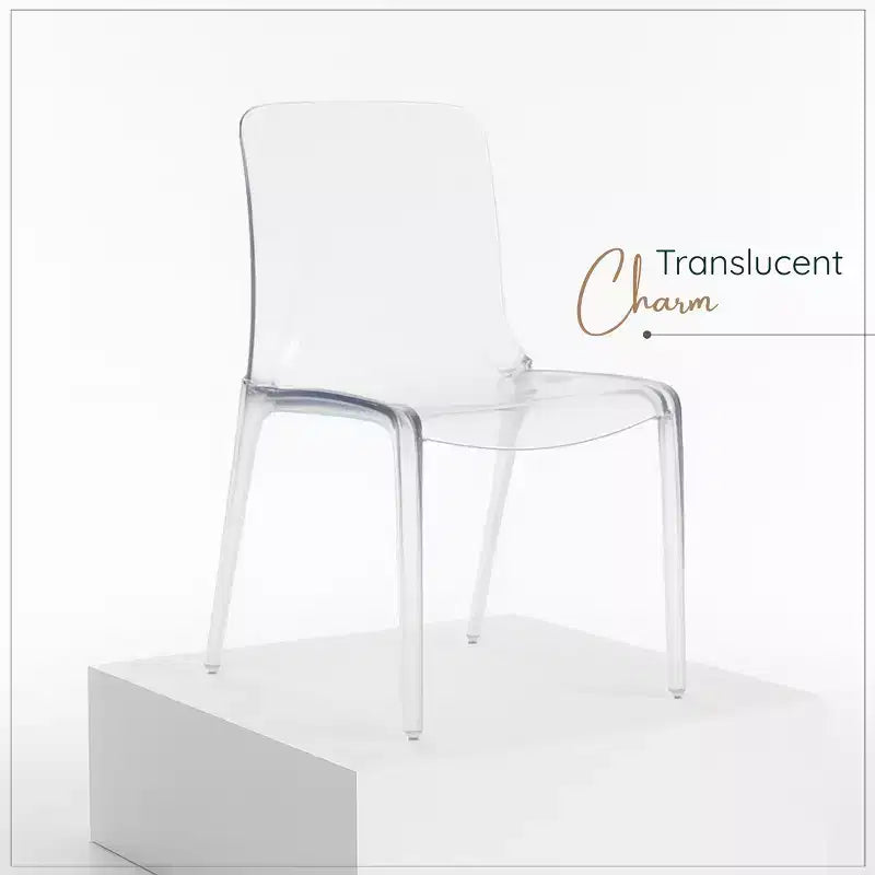 Chaise de salle à manger LeisureMod Murray de style moderne du milieu du siècle - Design en cascade en acrylique, ergonomique et empilable, lot de 4