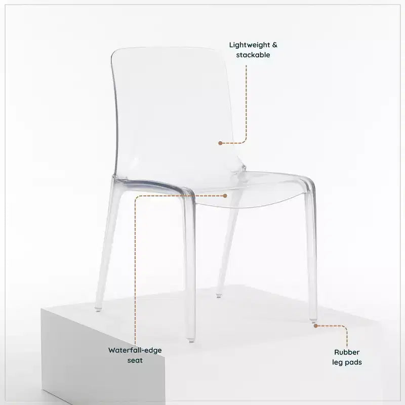 Chaise de salle à manger LeisureMod Murray de style moderne du milieu du siècle - Design en cascade en acrylique, ergonomique et empilable, lot de 4
