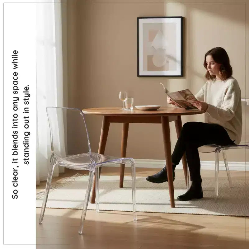 Chaise de salle à manger LeisureMod Murray de style moderne du milieu du siècle - Design en cascade en acrylique, ergonomique et empilable, lot de 4