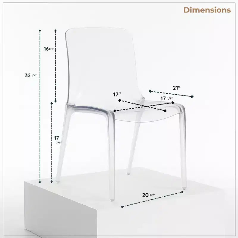 Chaise de salle à manger LeisureMod Murray de style moderne du milieu du siècle - Design en cascade en acrylique, ergonomique et empilable, lot de 4