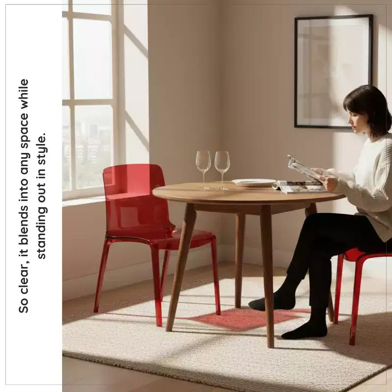 Chaise de salle à manger LeisureMod Murray de style moderne du milieu du siècle - Design en cascade en acrylique, ergonomique et empilable, lot de 4