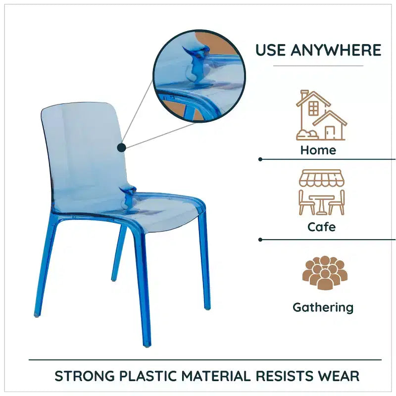 Chaise de salle à manger LeisureMod Murray de style moderne du milieu du siècle - Design en cascade en acrylique, ergonomique et empilable, lot de 4