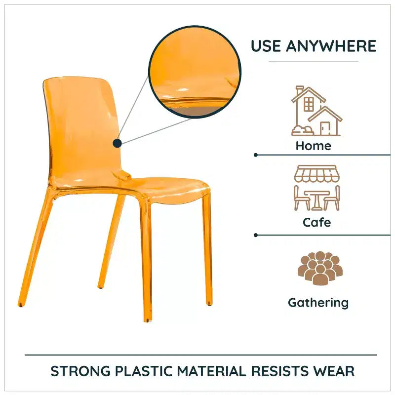 Chaise de salle à manger LeisureMod Murray de style moderne du milieu du siècle - Design en cascade en acrylique, ergonomique et empilable, lot de 4