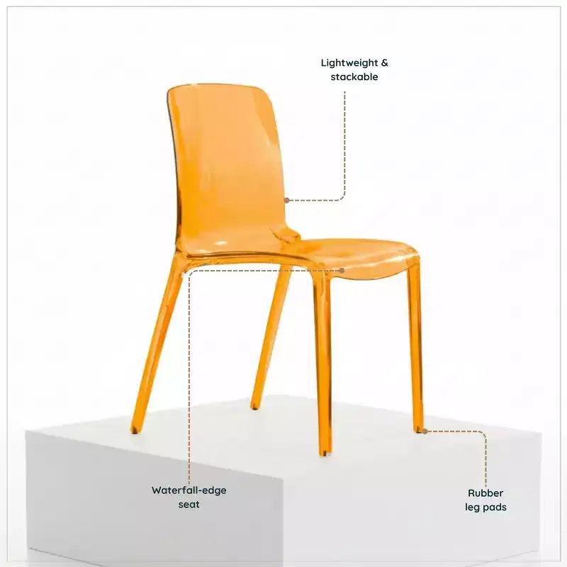Chaise de salle à manger LeisureMod Murray de style moderne du milieu du siècle - Design en cascade en acrylique, ergonomique et empilable, lot de 4