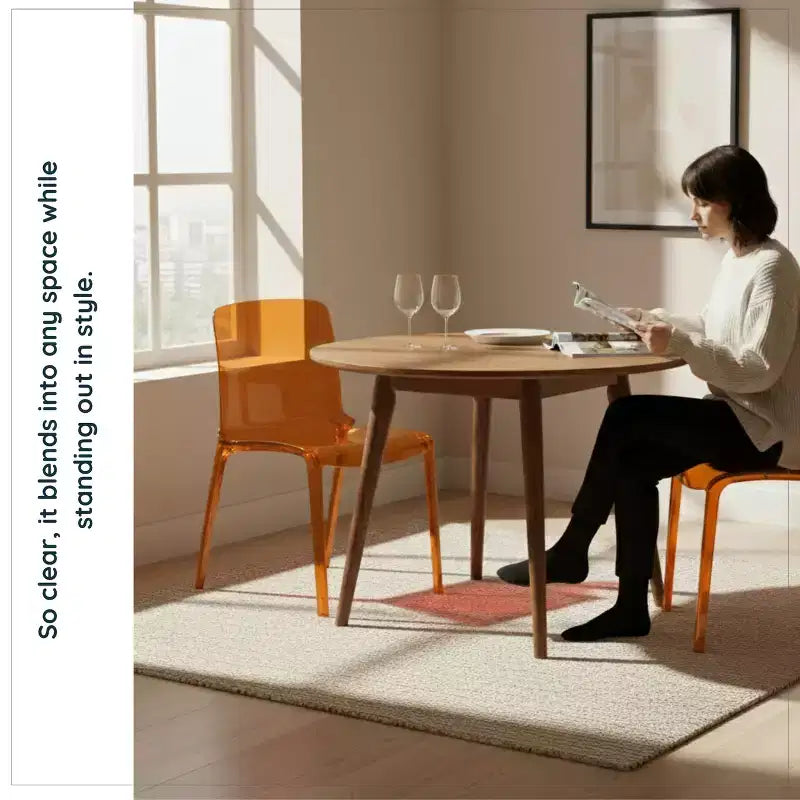 Chaise de salle à manger LeisureMod Murray de style moderne du milieu du siècle - Design en cascade en acrylique, ergonomique et empilable, lot de 4