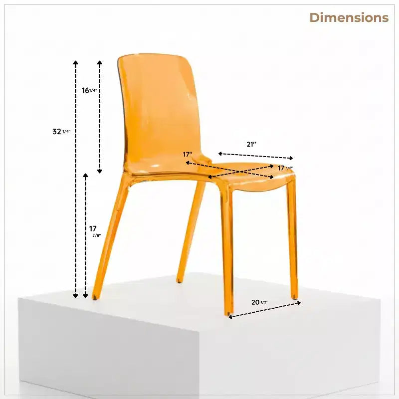 Chaise de salle à manger LeisureMod Murray de style moderne du milieu du siècle - Design en cascade en acrylique, ergonomique et empilable, lot de 4