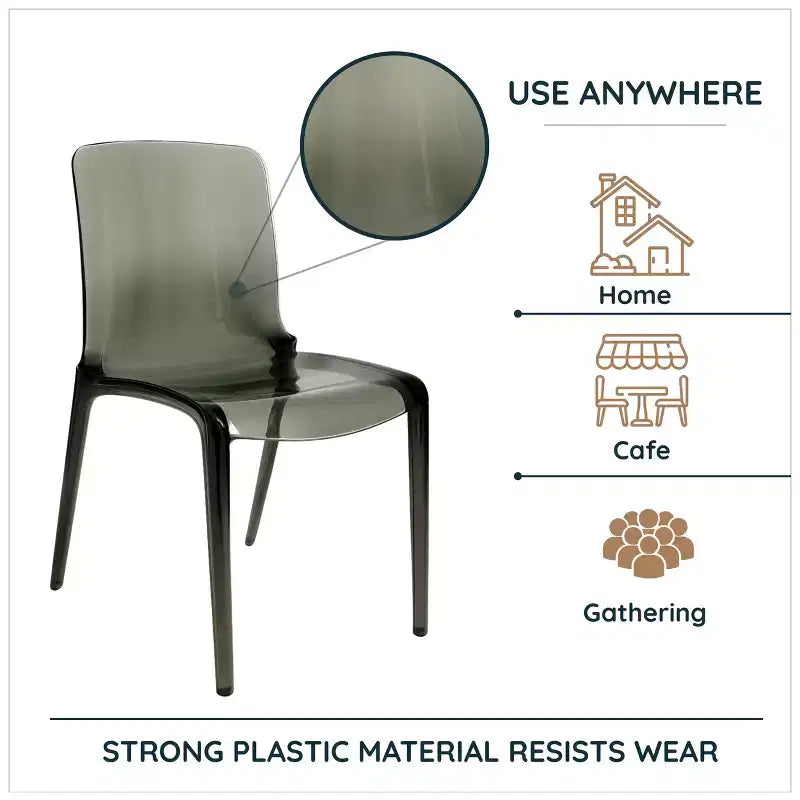 Chaise de salle à manger LeisureMod Murray de style moderne du milieu du siècle - Design en cascade en acrylique, ergonomique et empilable, lot de 4