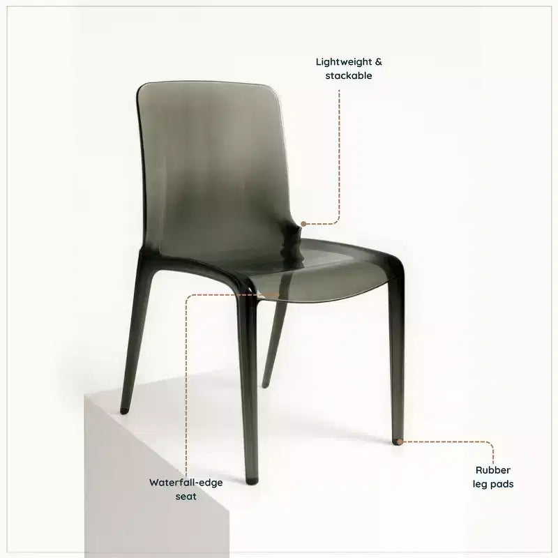 Chaise de salle à manger LeisureMod Murray de style moderne du milieu du siècle - Design en cascade en acrylique, ergonomique et empilable, lot de 4