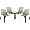LeisureMod Murray Mid-Century Modern Dining Chair - Waterfall Edge Design Acrylic, Ergonomic and Stackable, Set of 4