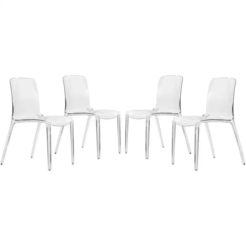 Chaise de salle à manger LeisureMod Murray de style moderne du milieu du siècle - Design en cascade en acrylique, ergonomique et empilable, lot de 4