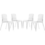 Chaise de salle à manger LeisureMod Murray de style moderne du milieu du siècle - Design en cascade en acrylique, ergonomique et empilable, lot de 4