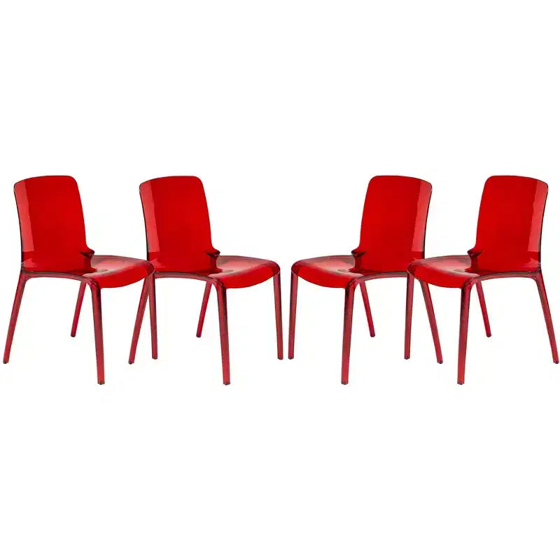 Chaise de salle à manger LeisureMod Murray de style moderne du milieu du siècle - Design en cascade en acrylique, ergonomique et empilable, lot de 4