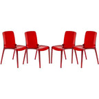 Chaise de salle à manger LeisureMod Murray de style moderne du milieu du siècle - Design en cascade en acrylique, ergonomique et empilable, lot de 4
