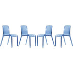 Chaise de salle à manger LeisureMod Murray de style moderne du milieu du siècle - Design en cascade en acrylique, ergonomique et empilable, lot de 4