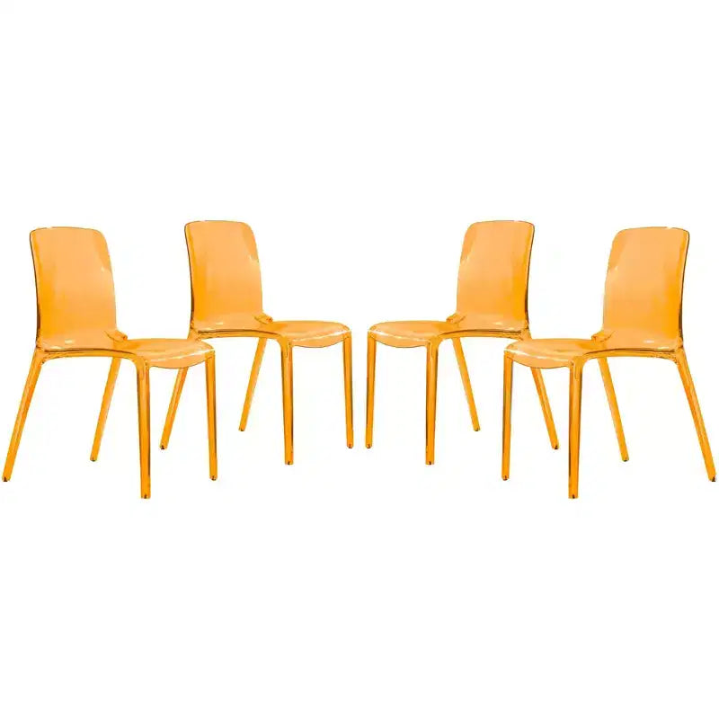 Chaise de salle à manger LeisureMod Murray de style moderne du milieu du siècle - Design en cascade en acrylique, ergonomique et empilable, lot de 4