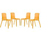 Chaise de salle à manger LeisureMod Murray de style moderne du milieu du siècle - Design en cascade en acrylique, ergonomique et empilable, lot de 4
