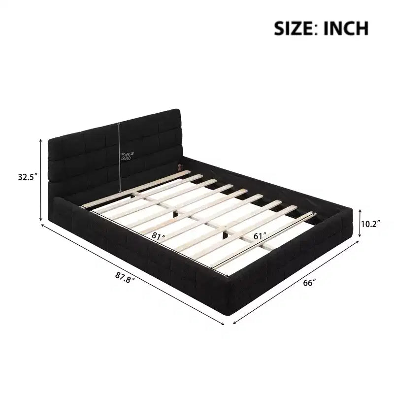 Lit plateforme entièrement rembourré Whisen Elegant Queen Size avec tête de lit