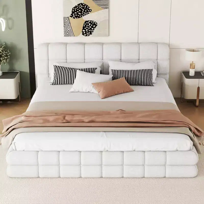 Lit plateforme entièrement rembourré Whisen Elegant Queen Size avec tête de lit