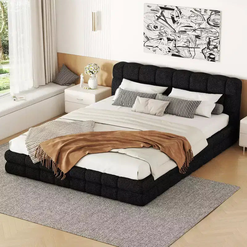 Lit plateforme entièrement rembourré Whisen Elegant Queen Size avec tête de lit