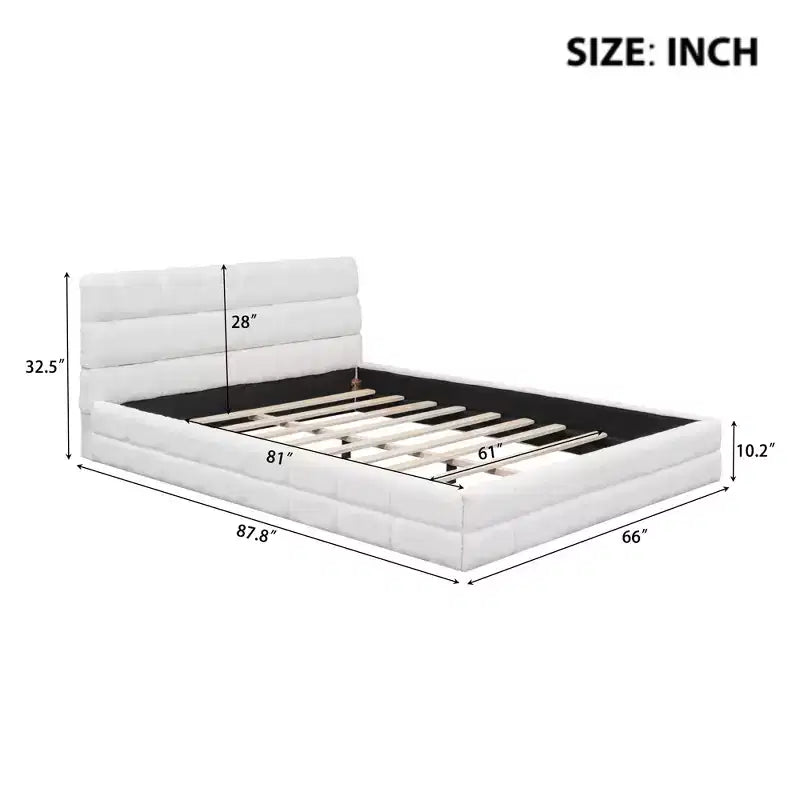 Lit plateforme entièrement rembourré Whisen Elegant Queen Size avec tête de lit