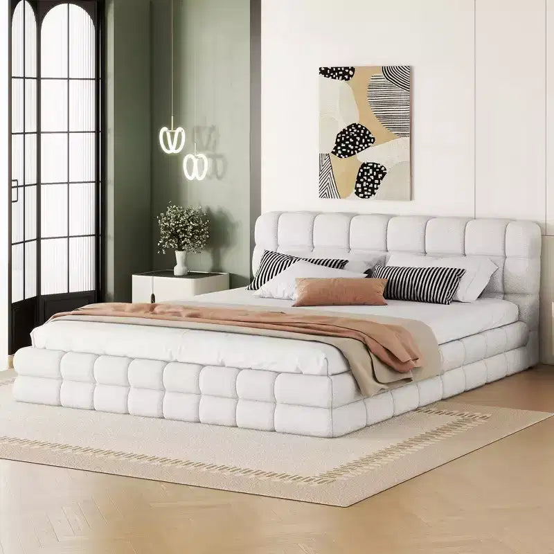 Lit plateforme entièrement rembourré Whisen Elegant Queen Size avec tête de lit