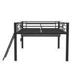 Lit mezzanine Whisen 92,8''L x 41,7''W en métal noir, style gaming, avec bureau intégré, échelle et étagère