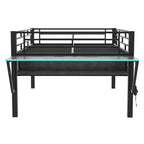 Lit mezzanine Whisen 92,8''L x 41,7''W en métal noir, style gaming, avec bureau intégré, échelle et étagère