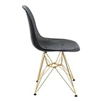 Chaises de salle à manger modernes en acrylique LeisureMod Cresco (lot de 2) - Piètement en chrome doré Eiffel, chaises d'appoint élégantes pour salles à manger et cuisines contemporaines