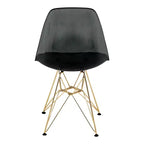 Chaises de salle à manger modernes en acrylique LeisureMod Cresco (lot de 2) - Piètement en chrome doré Eiffel, chaises d'appoint élégantes pour salles à manger et cuisines contemporaines