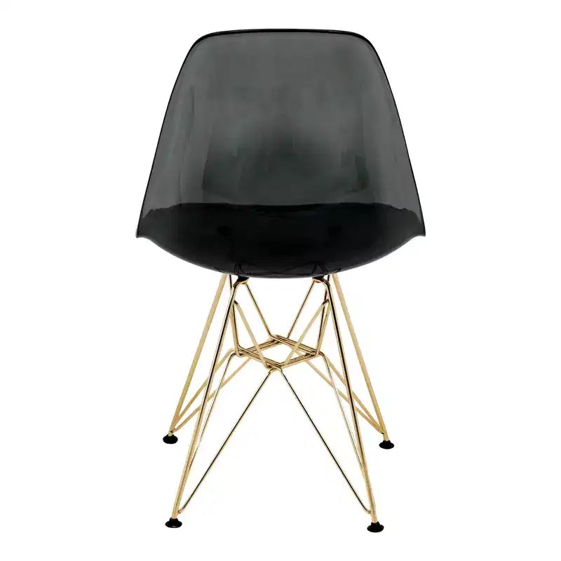 Chaises de salle à manger modernes en acrylique LeisureMod Cresco (lot de 2) - Piètement en chrome doré Eiffel, chaises d'appoint élégantes pour salles à manger et cuisines contemporaines