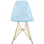 Chaises de salle à manger modernes en acrylique LeisureMod Cresco (lot de 2) - Piètement en chrome doré Eiffel, chaises d'appoint élégantes pour salles à manger et cuisines contemporaines