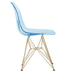 Chaises de salle à manger modernes en acrylique LeisureMod Cresco (lot de 2) - Piètement en chrome doré Eiffel, chaises d'appoint élégantes pour salles à manger et cuisines contemporaines