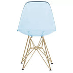Chaises de salle à manger modernes en acrylique LeisureMod Cresco (lot de 2) - Piètement en chrome doré Eiffel, chaises d'appoint élégantes pour salles à manger et cuisines contemporaines