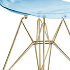 Chaises de salle à manger modernes en acrylique LeisureMod Cresco (lot de 2) - Piètement en chrome doré Eiffel, chaises d'appoint élégantes pour salles à manger et cuisines contemporaines