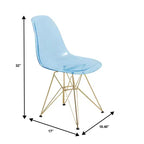 Chaises de salle à manger modernes en acrylique LeisureMod Cresco (lot de 2) - Piètement en chrome doré Eiffel, chaises d'appoint élégantes pour salles à manger et cuisines contemporaines