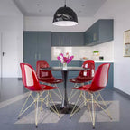 Chaises de salle à manger modernes en acrylique LeisureMod Cresco (lot de 2) - Piètement en chrome doré Eiffel, chaises d'appoint élégantes pour salles à manger et cuisines contemporaines