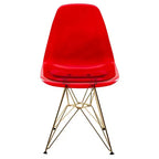 Chaises de salle à manger modernes en acrylique LeisureMod Cresco (lot de 2) - Piètement en chrome doré Eiffel, chaises d'appoint élégantes pour salles à manger et cuisines contemporaines